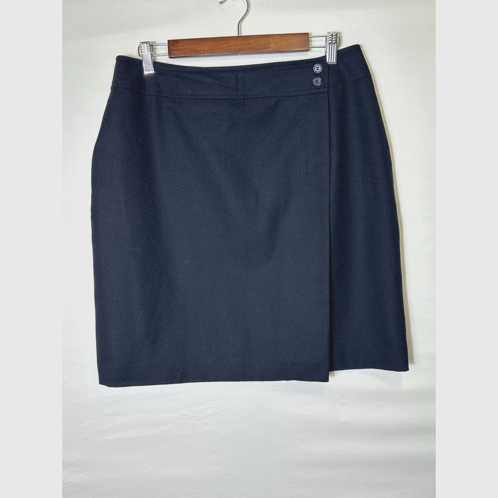 Embassy Row Vintage Women's 100% Wool Fully Lined Wrap Mini Skirt Size 14 Black
